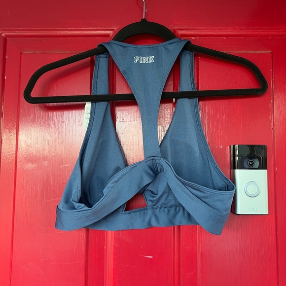 Pink Bra New Blue Sports Twist Workout Halter Top Large Swim Light Support - Picture 4 of 4